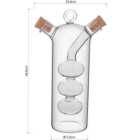 Galheteiro 2 em 1 de Vidro: Dispenser para Azeite e Vinagre (70ml e 320ml)